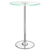 Thea Chrome Round 28-Inch Glass Top Led Bistro Bar Table