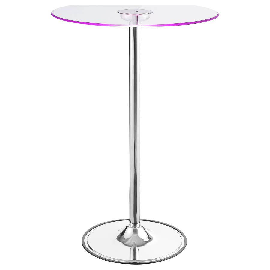 Thea Chrome Round 28-Inch Glass Top Led Bistro Bar Table