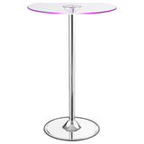 Thea Chrome Round 28-Inch Glass Top Led Bistro Bar Table