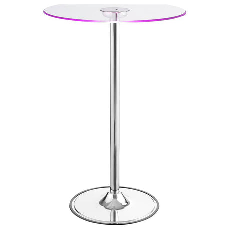 Thea Chrome Round 28-Inch Glass Top Led Bistro Bar Table