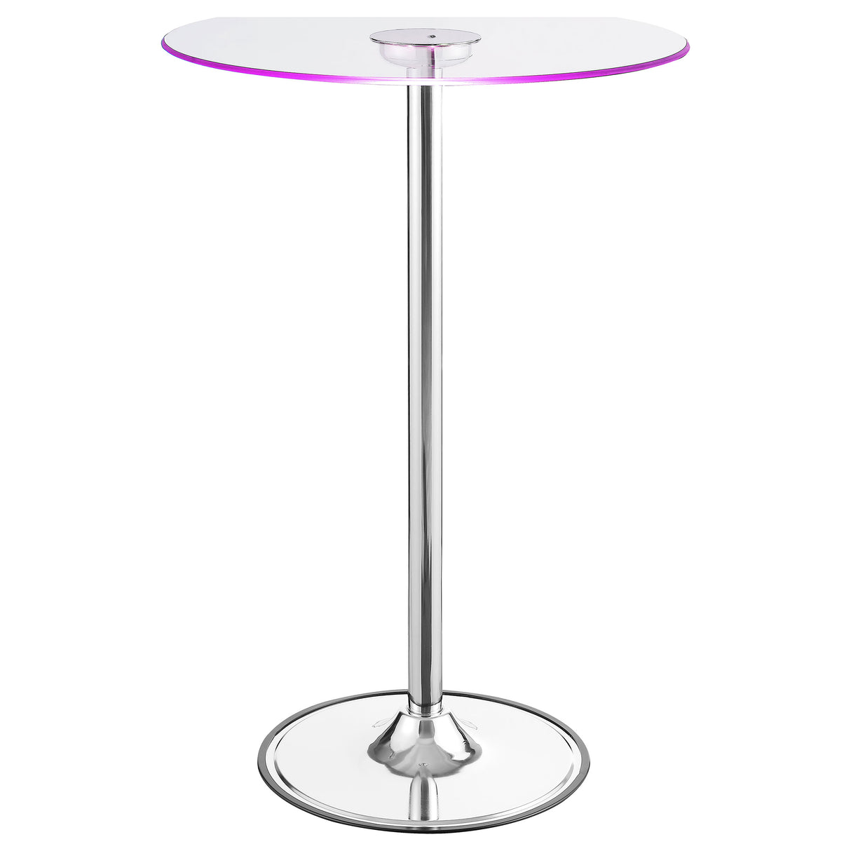 Thea Chrome Round 28-Inch Glass Top Led Bistro Bar Table