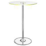 Thea Chrome Round 28-Inch Glass Top Led Bistro Bar Table