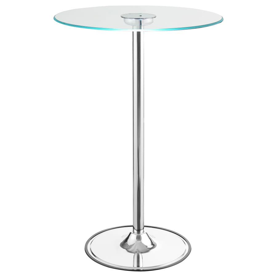 Thea Chrome Round 28-Inch Glass Top Led Bistro Bar Table