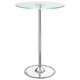 Thea Chrome Round 28-Inch Glass Top Led Bistro Bar Table