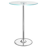 Thea Chrome Round 28-Inch Glass Top Led Bistro Bar Table