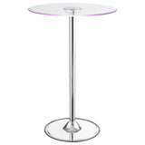 Thea Chrome Round 28-Inch Glass Top Led Bistro Bar Table
