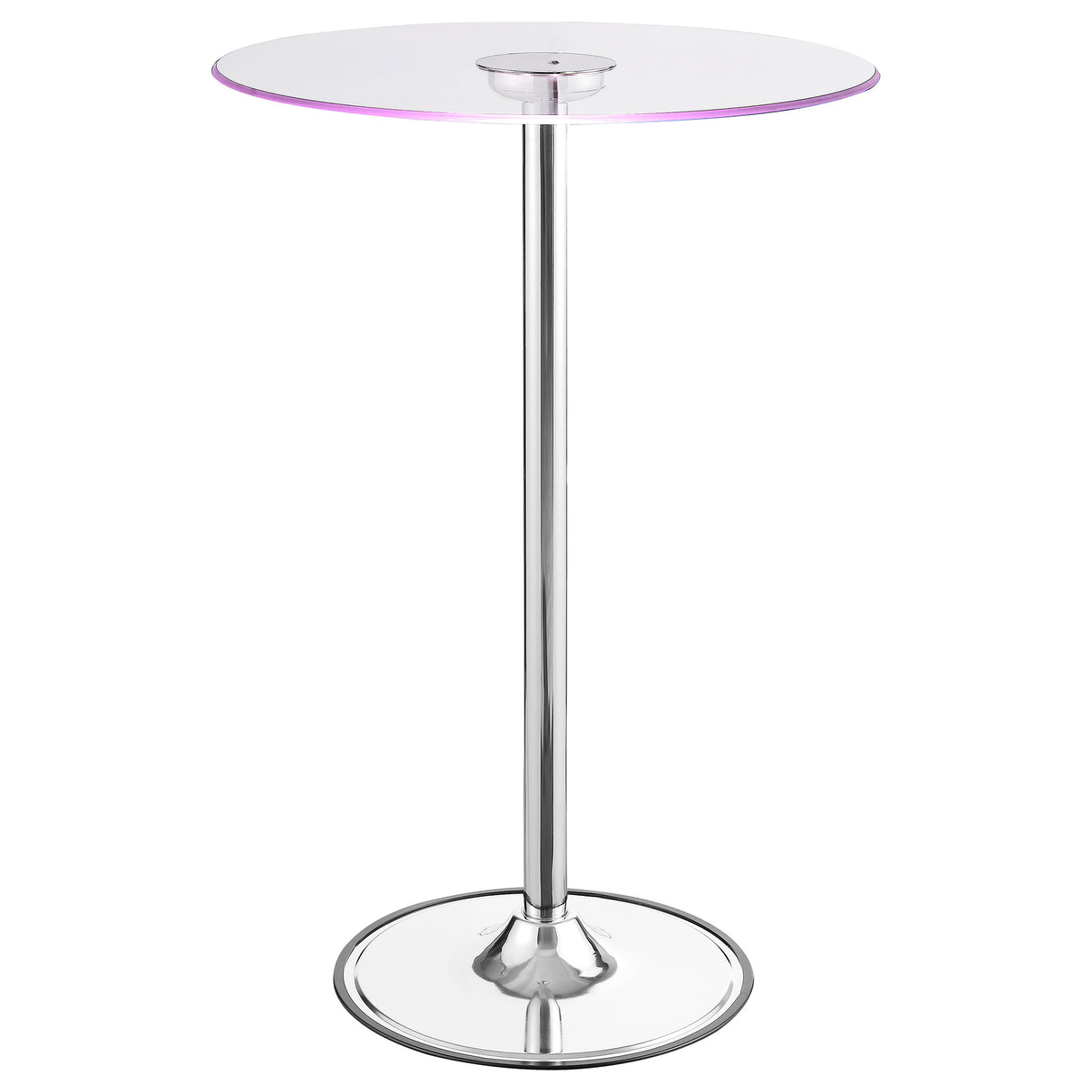 Thea Chrome Round 28-Inch Glass Top Led Bistro Bar Table