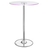 Thea Chrome Round 28-Inch Glass Top Led Bistro Bar Table