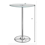 Thea Chrome Round 28-Inch Glass Top Led Bistro Bar Table