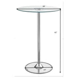 Thea Chrome Round 28-Inch Glass Top Led Bistro Bar Table