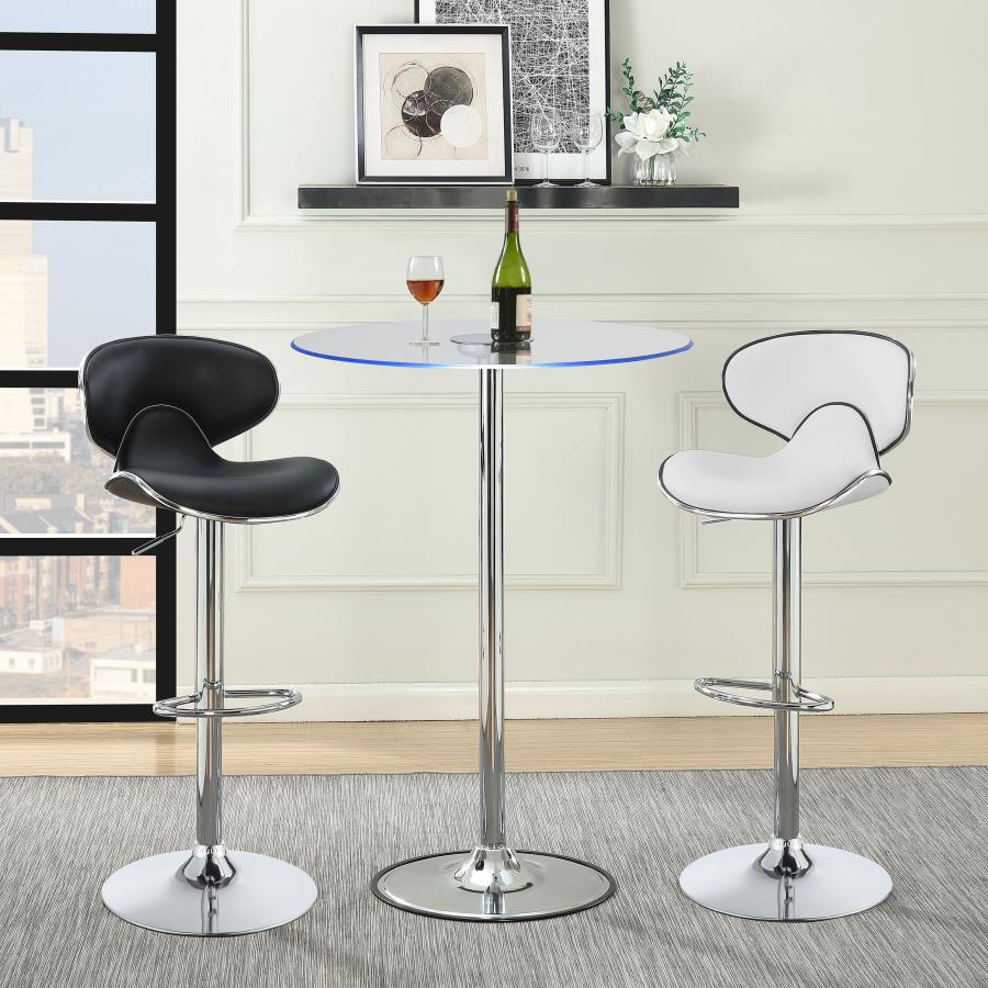 Thea Chrome Round 28-Inch Glass Top Led Bistro Bar Table