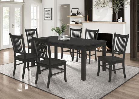Marbrisa Matte Black 7-Piece Rectangular Dining Table Set