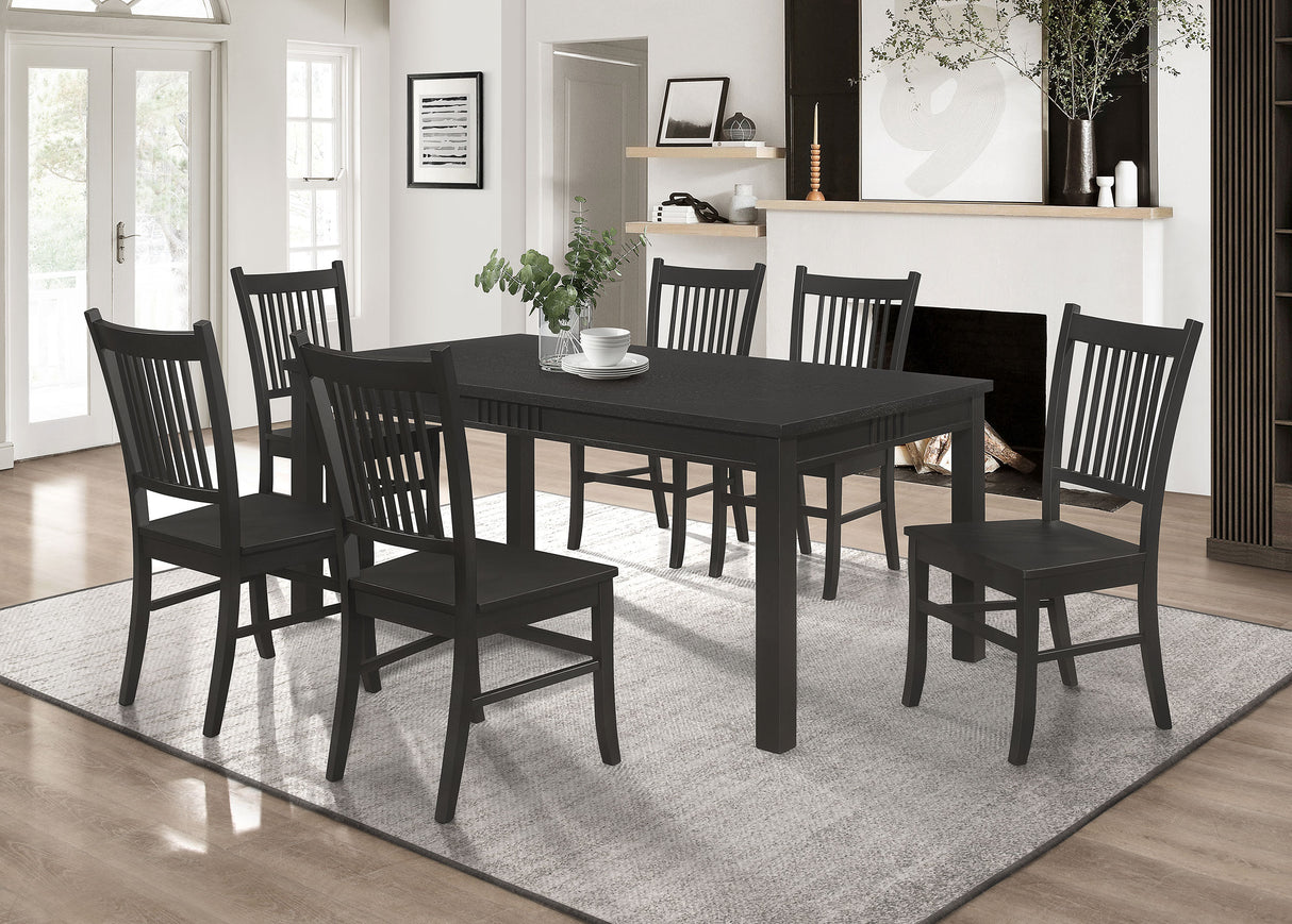 Marbrisa Matte Black 7-Piece Rectangular Dining Table Set