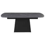 Potero 73-inch Faux Marble Extension Leaf Dining Table Black