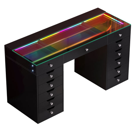 Eva-RGB Vanity Desk Pro - 13 Storage Drawers