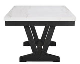 Varley White/Black Genuine Marble Dining Table