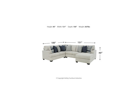Lowder Stone 4-Piece Right-Arm Facing Sectional With Ottoman