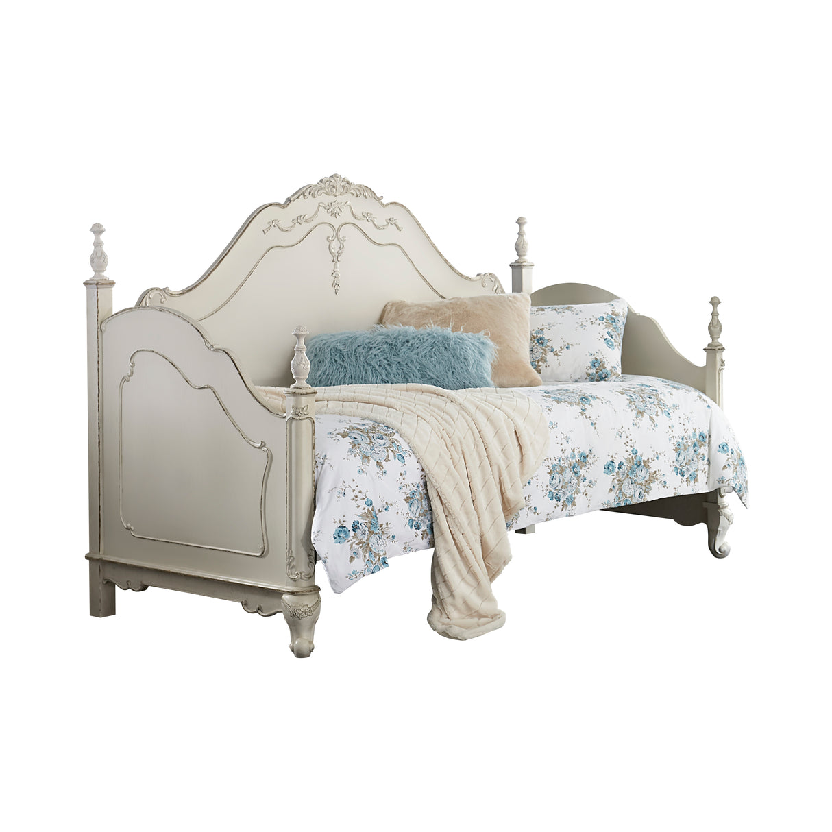 Cinderella Antique White With Gray Rub-Through Daybed