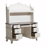 Cinderella Antique White With Gray Rub-Through * Writing Desk Hutch