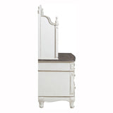 Cinderella Antique White With Gray Rub-Through And Oak Writing Desk Hutch