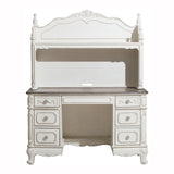 Cinderella Antique White With Gray Rub-Through And Oak Writing Desk Hutch