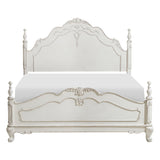 Cinderella Antique White With Gray Rub-Through Queen Bed