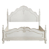 Cinderella Antique White With Gray Rub-Through Queen Bed