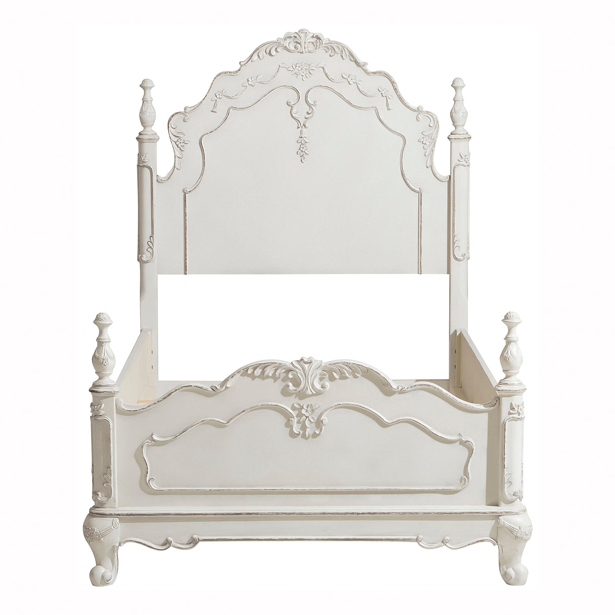 Cinderella Antique White With Gray Rub-Through Twin Bed