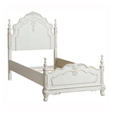 Cinderella Antique White With Gray Rub-Through Twin Bed