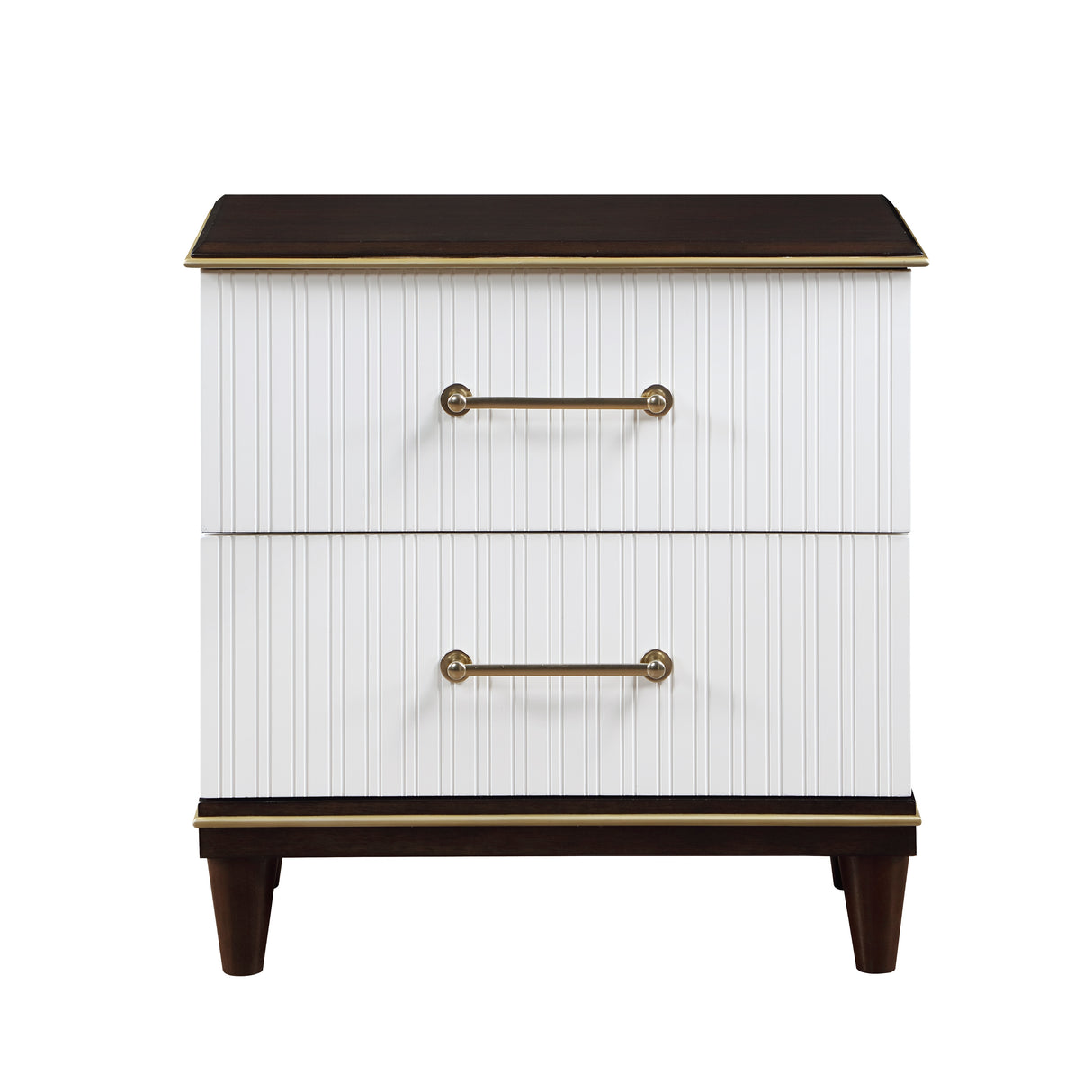 Niles With Gold Trim White And Cherry Night Stand