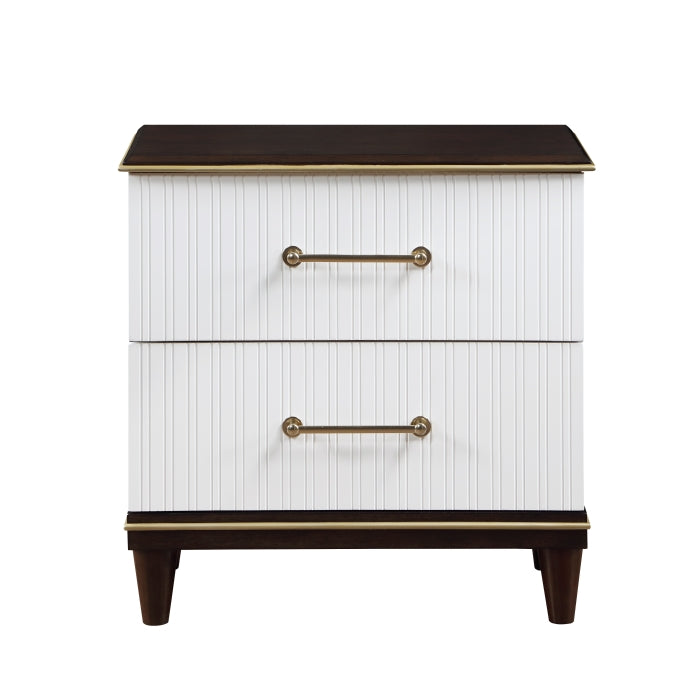 Niles With Gold Trim White And Cherry Night Stand