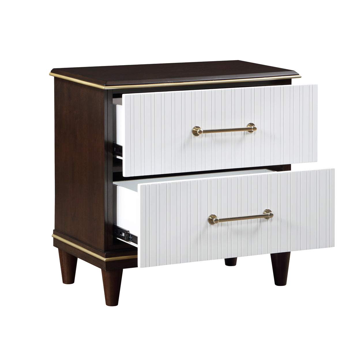 Niles With Gold Trim White And Cherry Night Stand