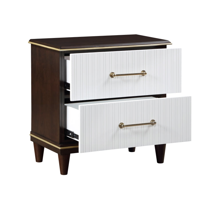 Niles With Gold Trim White And Cherry Night Stand