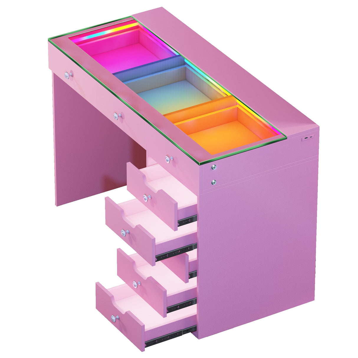Diana RGB Vanity Desk with Light - 8 Storage Drawers