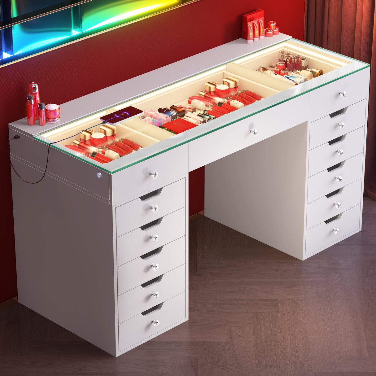 Eva Vanity Desk - 13 Storage Drawers