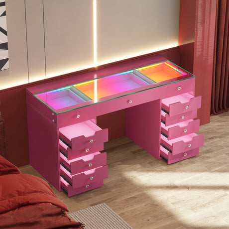 Eva Vanity Desk  - 13 Storage Drawers with Full Light &RGB