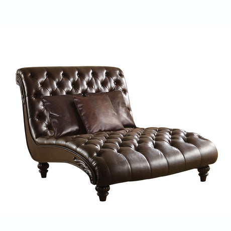 Anondale Two Tone Brown Synthetic Leather & Brown Finish Chaise