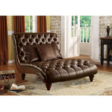 Anondale Two Tone Brown Synthetic Leather & Brown Finish Chaise