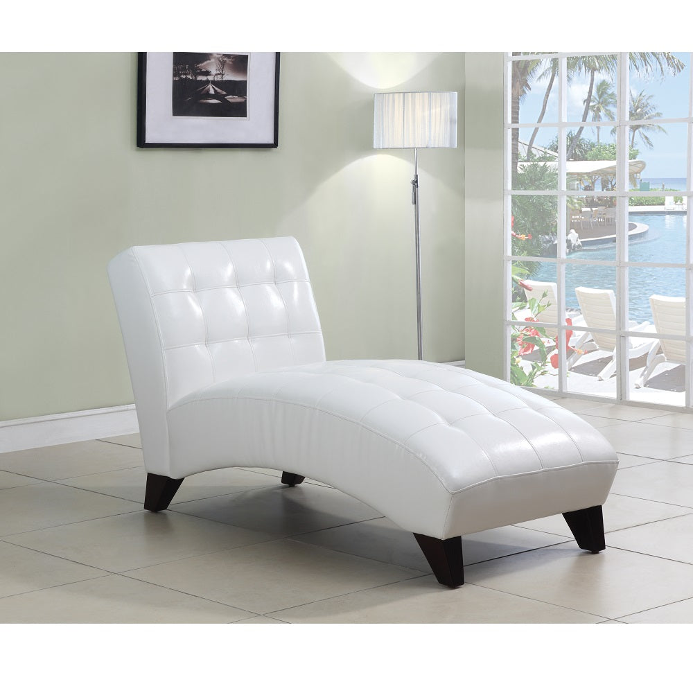 Anna White Synthetic Leather Chaise