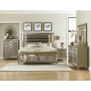 Loudon Queen Platform Bed With Led Lighting And Storage Footboard