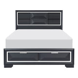 Rosemont Midnight Blue Queen Platform Bed With Footboard Storage