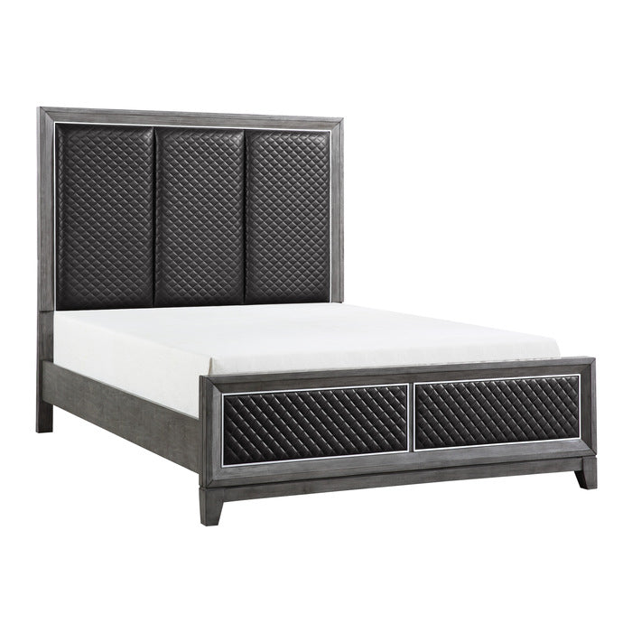 End Wire-Brushed Gray Queen Bed