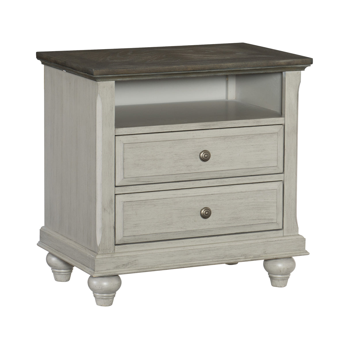 Mossbrook Dark Brown/Light Gray Nightstand