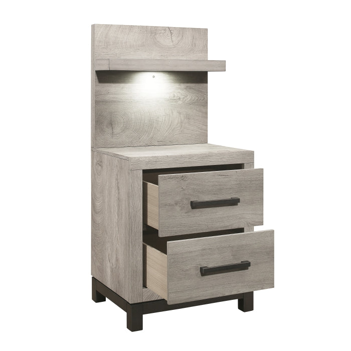 Zephyr Light Gray And Night Stand With Wall Panel