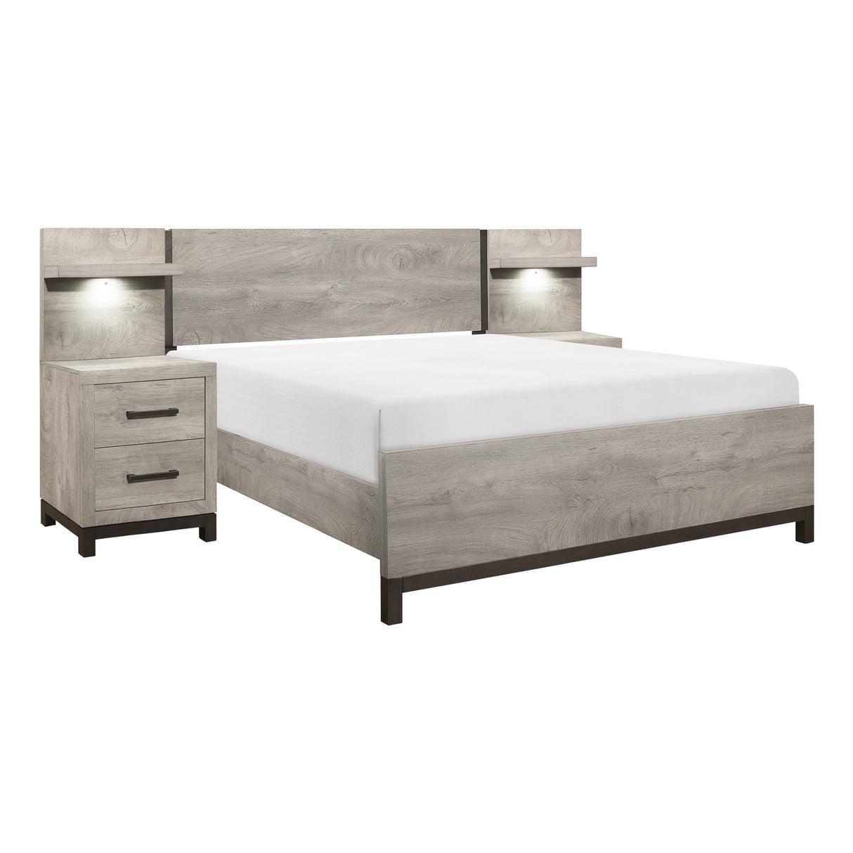 Zephyr Light Gray And 5Pc Set Full Wall Bed (Fb+2Ns+2Ns-P)