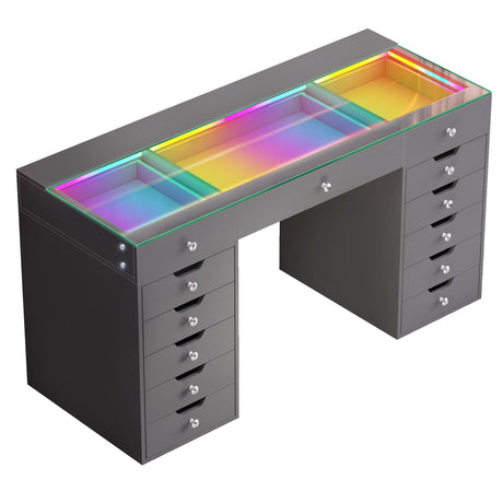 Eva-RGB Vanity Desk Pro - 13 Storage Drawers