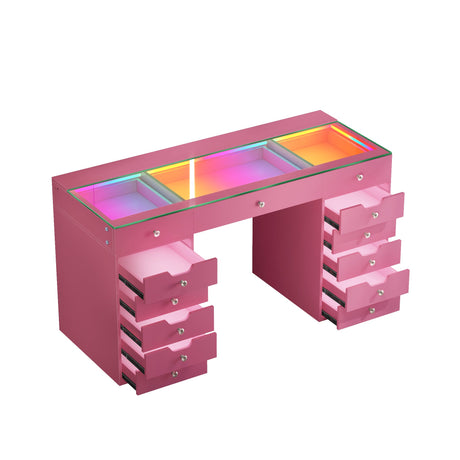 Eva Vanity Desk  - 13 Storage Drawers with Full Light &RGB