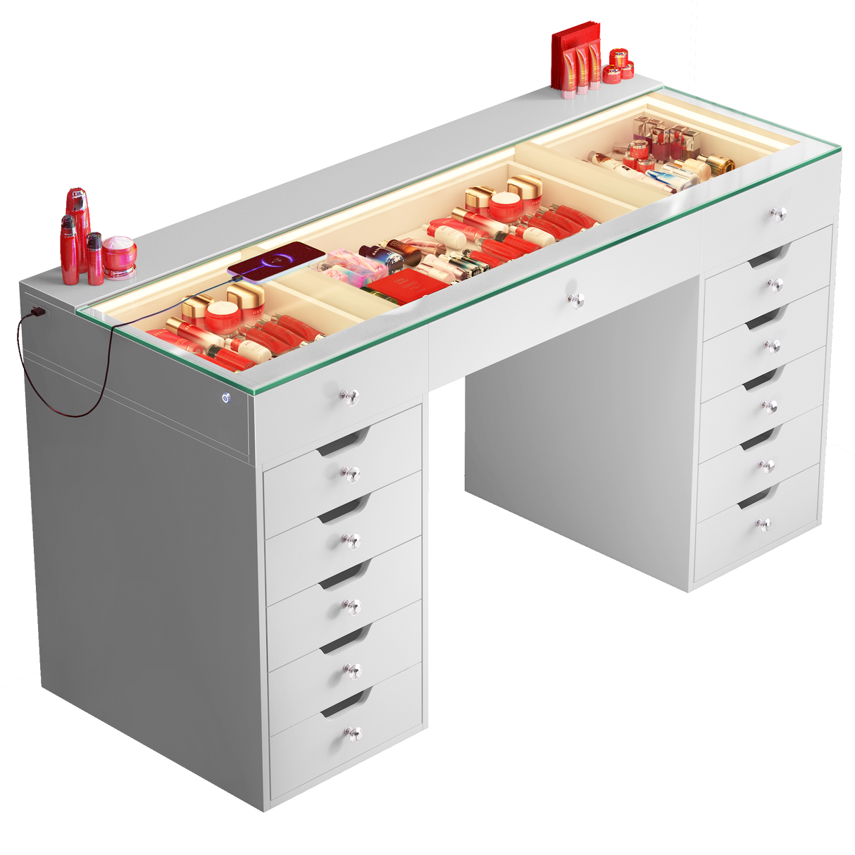 Eva Vanity Desk - 13 Storage Drawers