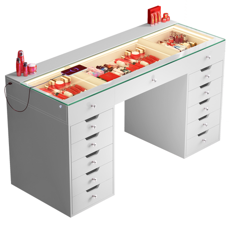 Eva Vanity Desk - 13 Storage Drawers