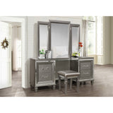 Tamsin Silver/Gray Metallic Vanity Stool